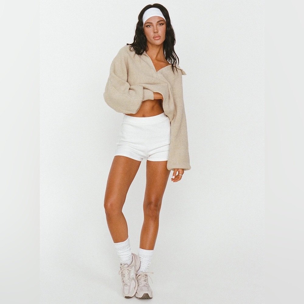 NWT Organic Cotton Princess Polly Bailey Bike Shorts White Ribbed Size 4